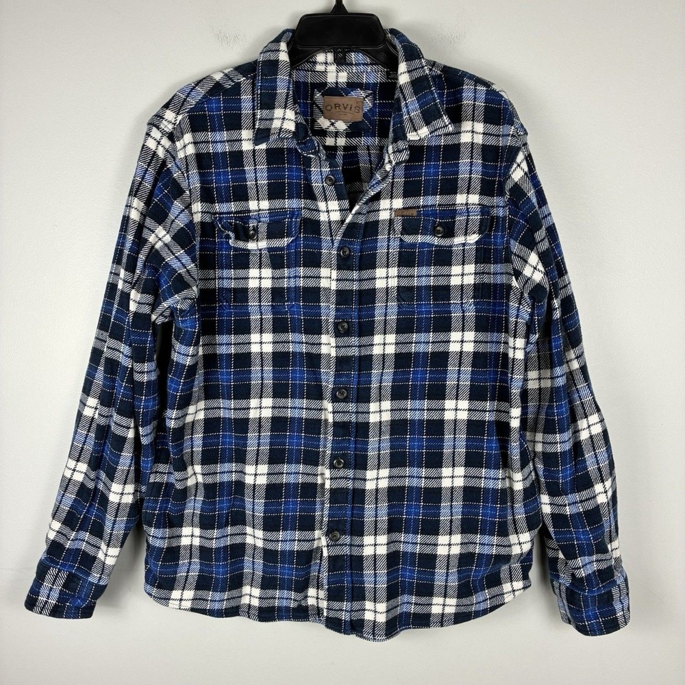 ORVIS Men's Plaid Button Shirt Sz XL Heavy Weight Flannel Casual